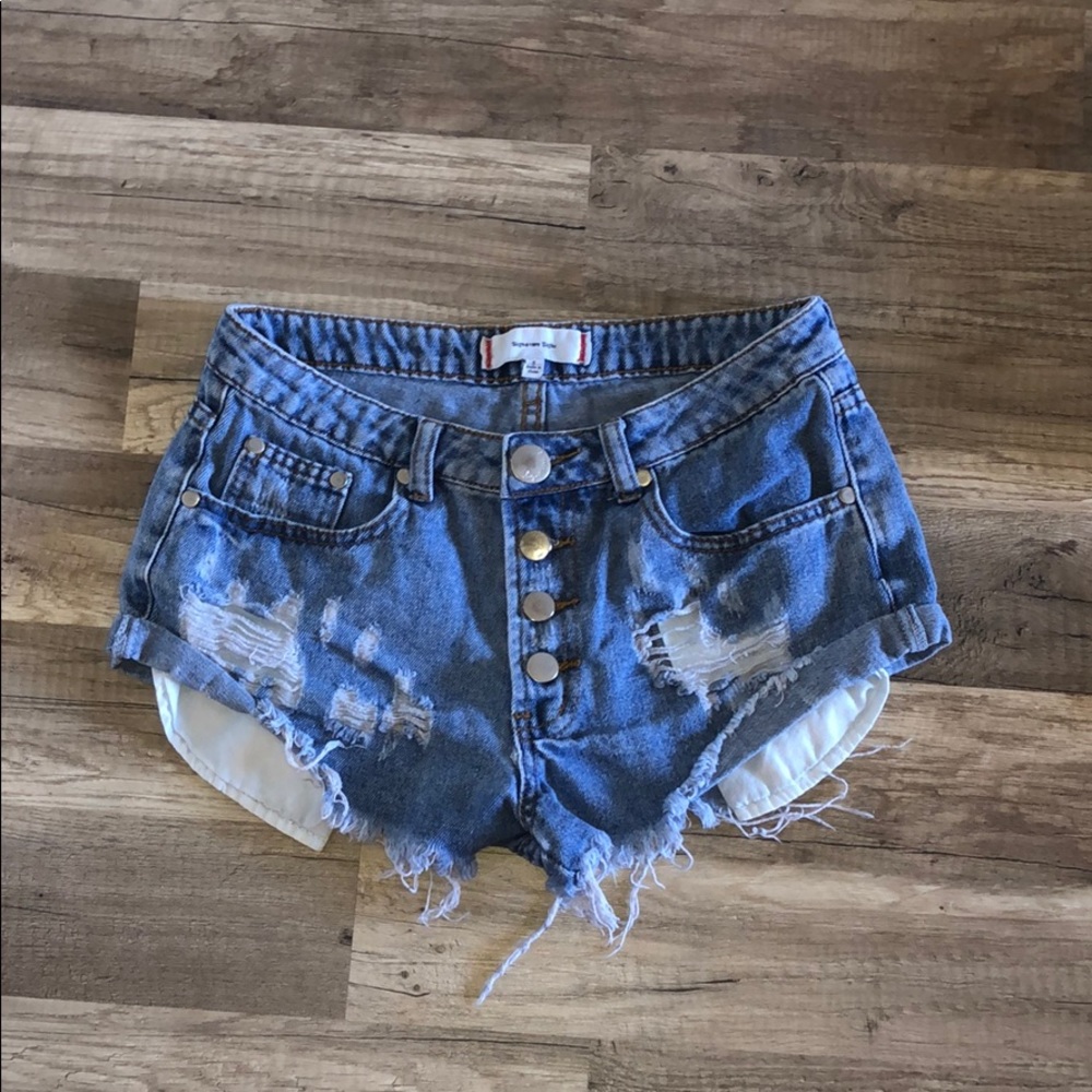 Button Up Jean Shorts